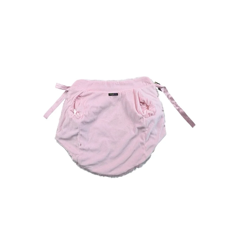 Roxy & Lulu Pink Plush Dog Coat Faux Fur Hood Rhinestone Trim NWT‎